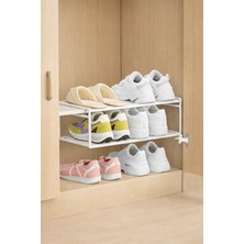 TncPatiShop 1 Adet Alan Tasarruflu Metal Ayakkabı Düzenleyici Dolap Içi Organizer Terlik Düzenleyici Beyaz