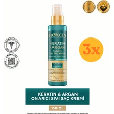 Bioxcin Keratin & Argan Onarıcı 150 ml Sıvı Saç Kremi - 3 Adet (450 Ml) - Dezenfektan Hediyeli (%72 Alkol)