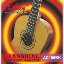 Alice AC105BK-H Klasik Gitar Tel Seti - Siyah Naylon (Tasarım Seri - Hard Tension) | Siyah Naylon Tizler, Sıcak ve Dolgun Tını