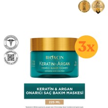 Bioxcin Keratin ve Argan Yağlı Onarıcı Saç Maskesi 225 ml - 3 Adet (675 Ml) - Dezenfektan Hediyeli (%72 Alkol)