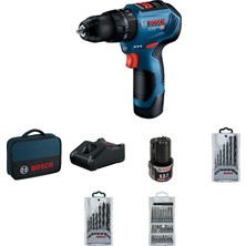 Bosch Akülü Darbeli Vidalama Matkabı Gsb 12V-30 (2 x 2,0 Ah Akü) + Akseuar Seti (39 Parça)