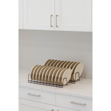 TncPatiShop 2'li Set 10 Bölmeli Metal Tabaklık Rafı Tabak Kurutmalık Tencere Kapak Düzenleyici Organizer