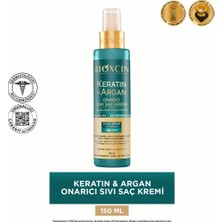 Bioxcin Keratin & Argan Onarıcı 150 ml Sıvı Saç Kremi - Dezenfektan Hediyeli (%72 Alkol)