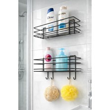 TncPatiShop Yapışkanlı 4 Adet Kancalı Banyo ve Mutfak Rafı 2 Adet