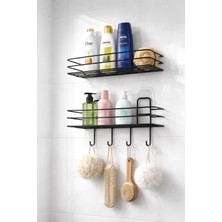 TncPatiShop Yapışkanlı 4 Adet Kancalı Banyo ve Mutfak Rafı 2 Adet