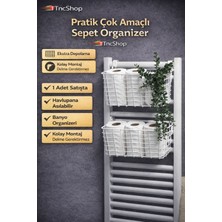TncPatiShop Pratik Çok Amaçlı Sepet Organizer – Havlupana Asılabilir Banyo Düzenleyici (Beyaz)