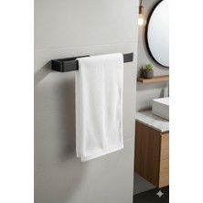 TncPatiShop Yapışkanlı Lüks Tasarım Lamalı Solo Havluluk Paslanmaz Siyah Havlu Tutucu Banyo Lavabo Mutfak Askısı
