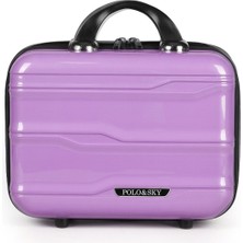 Polo&sky Azra Model Lila Renk Pp Polipropilen Kırılmaz Makyaj Çantası El Valizi