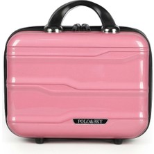 Polo&sky Azra Model Pembe Pp Poliproilen Kırılmaz Makyaj Çantası El Valizi
