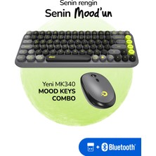 Daxi MK340 Mood Keys Combo Kablosuz Bluetooth Klavye Mouse Seti, Türkçe Q Klavye, 3 Kanallı Bağlantı