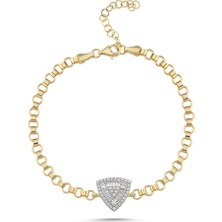 Sembol Gold Baget Bileklik Üçgen Tasarım 4 Mm-18-21 cm