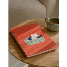 Bazen Defter Sepette Kedi Sert Kapaklı Spiralli Süresiz Planlayıcı Ajanda 16X24CM