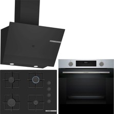 Bosch Siyah 3 Lü Ankastre Set 470 ( HUA717BR0T - POP7C6P30O - DWK67PJ60T  ) 67CM Ocak - Buhar Destekli -