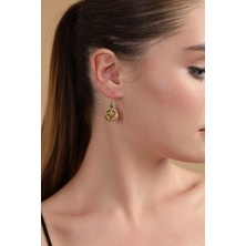 Sembol Gold Reşat Küpe 14 Ayar Altın Emerald