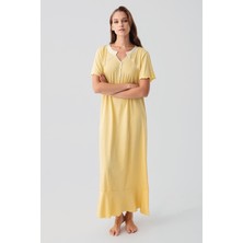 Artış Collection Kısa Kollu Düğmeli Uzun Esnek Pamuklu Gecelik 19100