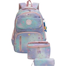 Liarca 1390 3 Lü Tam Ortopedik Renkli Desenli Okul Çanta Seti (Sırt Çantası + Beslenme Çantası + Kalemlik)