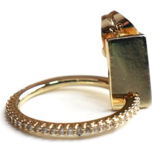 Sonche Dikdörtgen Taşlı Halka Küpe 7090