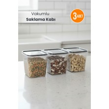 Orvila 3'lü Şeffaf Sızdırmaz Vakumlu Erzak Saklama Kabı Bakliyat Saklama Kutusu 1,6 L