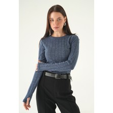 Rays İndigo Bisiklet Yaka Bluz 8268A