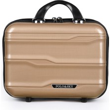 Polo&sky Azra Model Gold Renk Pp Poliproilen Kırılmaz Makyaj Çantası El Valizi