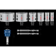 Bosch Aksesuar Pro Multi Material Pc-Plus Delik Açma Testeresi Set 9 Parça (19-25-38-44-68-83 mm Çap / 44 mm Yükseklik)