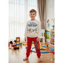 Bubiee Baby Erkek Çocuk Disney Donald Duck Baskılı 3 Iplik Şardonlu Alt Üst Eşofman Takımı