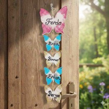 Magnet Kişiye Özel İsim ve Renkte Kelebekli Aile Ağacı