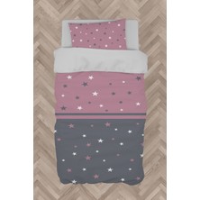 Mekta Home  Büyük Pembe Yıldız Desenli Nevresim Takımı