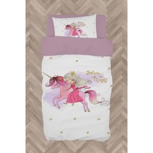 Mekta Home  Unicorn Üzerinde Prenses Kız Desenli Nevresim Takımı