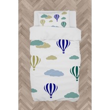 Mekta Home  Renkli Bulut ve Uçan Balon Desenli Nevresim Takımı