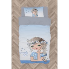 Mekta Home  Romantic Girl Desenli Mavi Nevresim Takımı