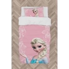 Mekta Home  Motifli Elsa Desenli Pembe Nevresim Takımı