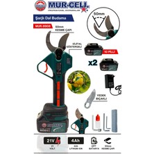 Mur-Cell 21V 4AH 10 Pilli Kömürsüz 50 ml Çelik Bıçaklı Dal Budama Makası