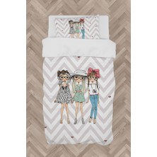 Mekta Home  3'lü Prenses Kız Zikzak Desenli Nevresim Takımı