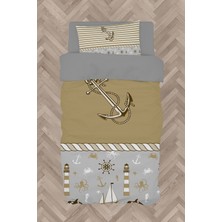 Mekta Home  Kahverengi Denizci Desenli Nevresim Takımı