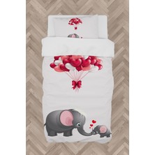 Mekta Home  Fil ve Kalp Desenli Nevresim Takımı