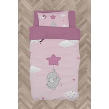Mekta Home  Pembe Yıldızlı Fil Desenli Nevresim Takımı