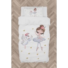 Mekta Home  Balerin Kız ve Kuğu Desenli Nevresim Takımı