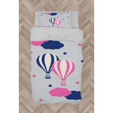 Mekta Home  Pembe Mavi Uçan Balon Desenli Nevresim Takımı
