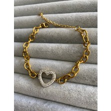 Pink Taşlı/kalpli Çelik Bileklik