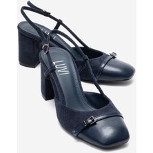 Luvi Desıa Lacivert Süet Kadın Kalın Topuklu Ayakkabı