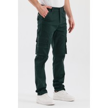 Rizzup Erkek Koyu Yeşil Rahat Kesim Gabardin Kargo Pantolon – Outdoor Stil Cepli Model Spor Pantolon 2505245