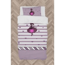 Mekta Home  Çizgili Kalpli Prenses Kız Desenli Nevresim Takımı