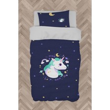 Mekta Home  Lacivert Unicorn Desenli Nevresim Takımı
