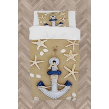 Mekta Home  Kahverengi Çapa Desenli Nevresim Takımı