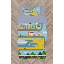 Mekta Home  Şehir Desenli Nevresim Takımı