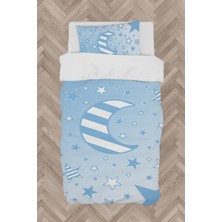 Mekta Home  Ay ve Yıldız Desenli Mavi Nevresim Takımı