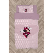 Mekta Home  Büyük Kalpli Minnie Mause ve Puantiyeli Nevresim Takımı