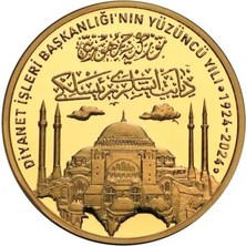AgaKulche Diyanet İşleri Başkanlığı 100.Yılı Altın Kaplama Gümüş Sikke Coin