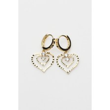 Sonche Kalp Figürlü Taşlı Küpe 9060